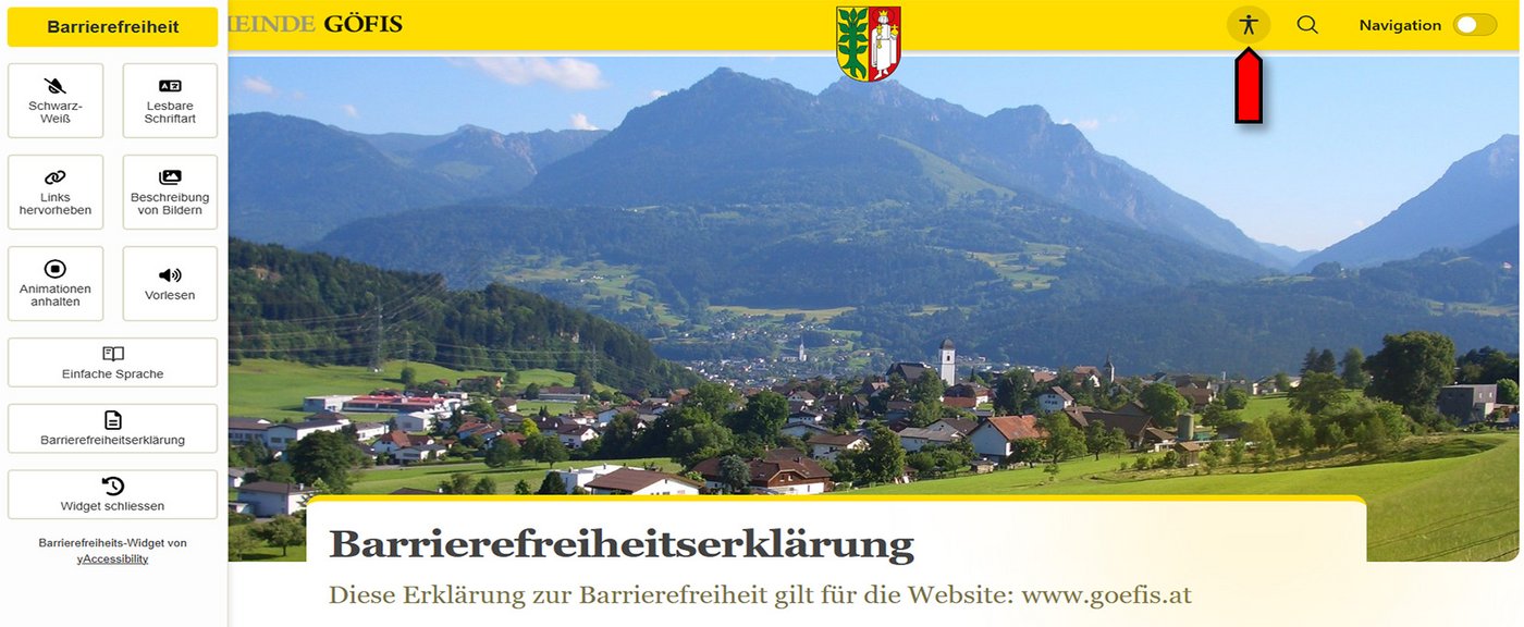 Header für die Homepage mit Fokus auf Barrierefreiheit
